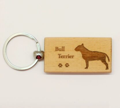 Bull Terrier Wood Keychain