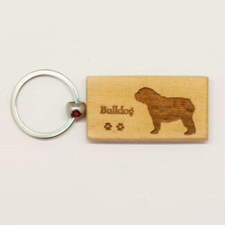 Bulldog Wood Keychain