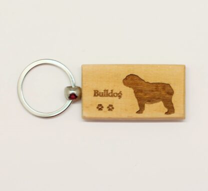 Bulldog Wood Keychain