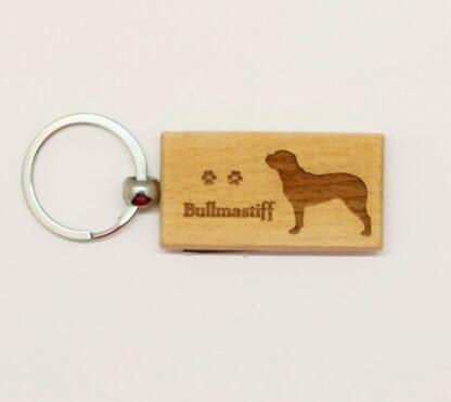 Bullmastiff Wood Keychain