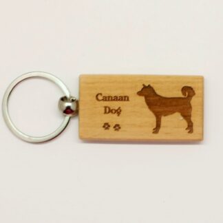 Canaan Dog Wood Keychain