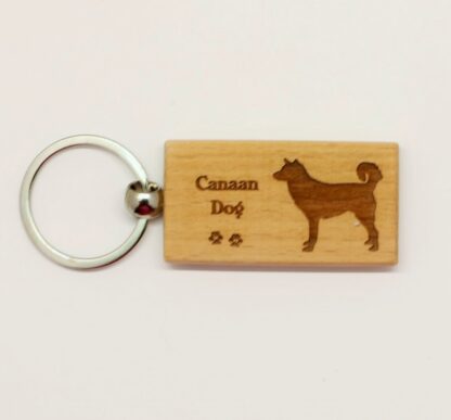 Canaan Dog Wood Keychain