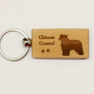 Chinese Crested Wood Keychain