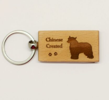 Chinese Crested Wood Keychain