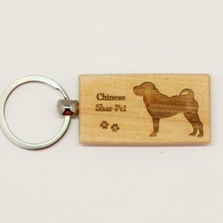 Chinese Shar-Pei Wood Keychain