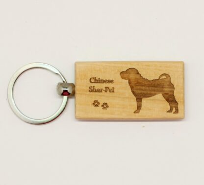 Chinese Shar-Pei Wood Keychain