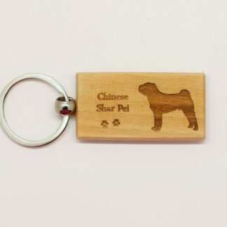 Chinese Shar-Pei Wood Keychain