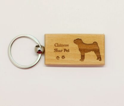 Chinese Shar-Pei Wood Keychain