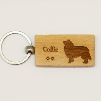 Collie Wood Keychain