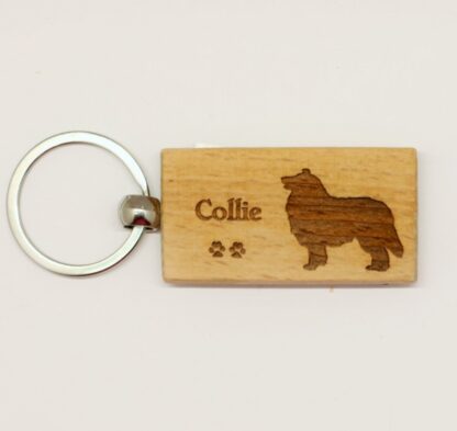 Collie Wood Keychain