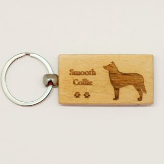 Collie Wood Keychain