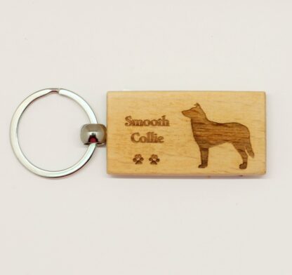 Collie Wood Keychain