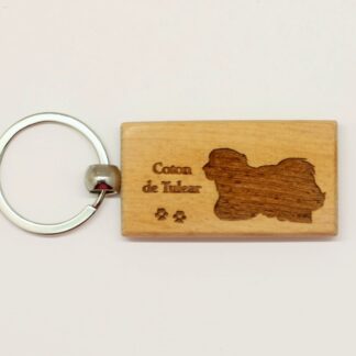 Coton de Tulear Wood Keychain