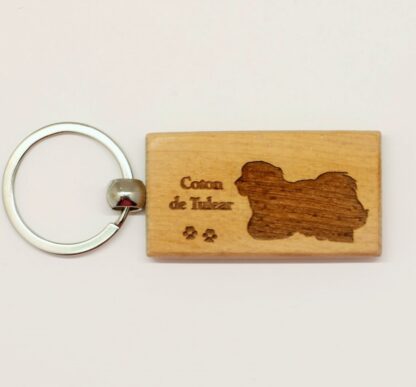 Coton de Tulear Wood Keychain