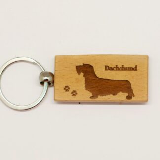 Wirehaired Dachshund Wood Keychain