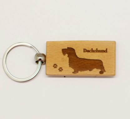 Wirehaired Dachshund Wood Keychain