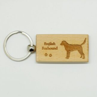 English Foxhound Wood Keychain