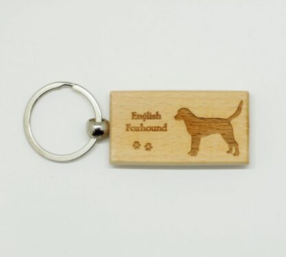 English Foxhound Wood Keychain