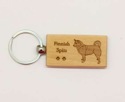 Finnish Spitz Wood Keychain