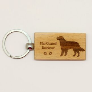 Flat-Coated Retriever Wood Keychain