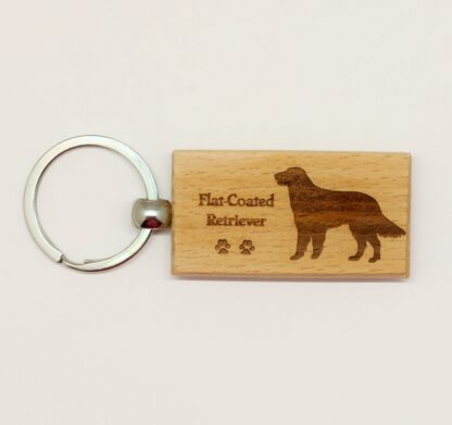 Flat-Coated Retriever Wood Keychain