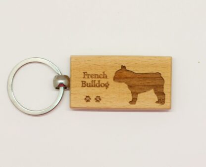 French Bulldog Wood Keychain