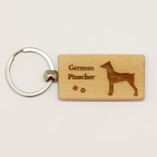 German Pinscher Wood Keychain