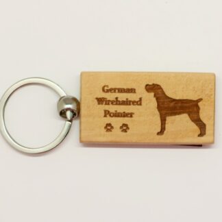 German Wirehaired Pointer Wood Keychain