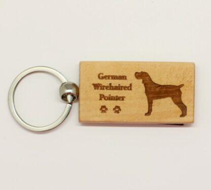 German Wirehaired Pointer Wood Keychain