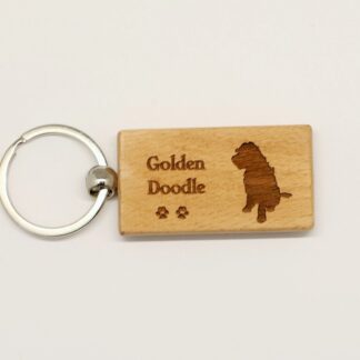 Golden Doodle Wood Keychain