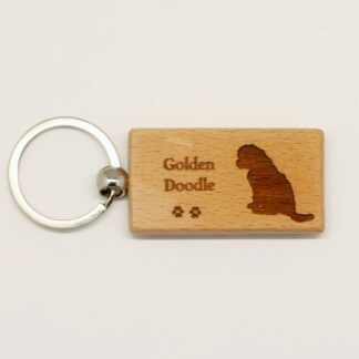 Golden Doodle Puppy Wood Keychain