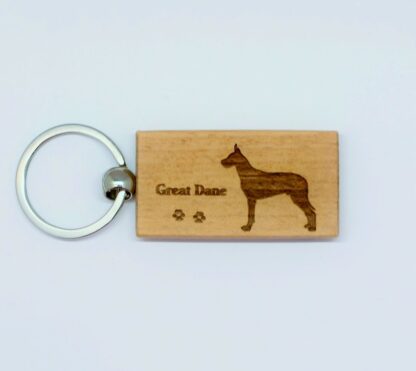 Great Dane Wood Keychain