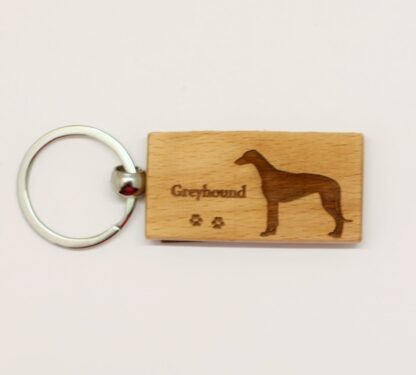 Greyhound Wood Keychain