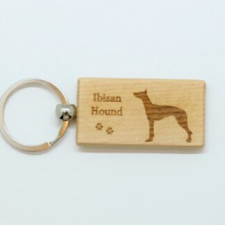 Ibizan Hound Wood Keychain