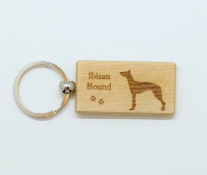 Ibizan Hound Wood Keychain