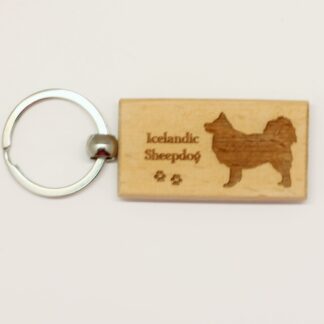 Icelandic Sheepdog Wood Keychain