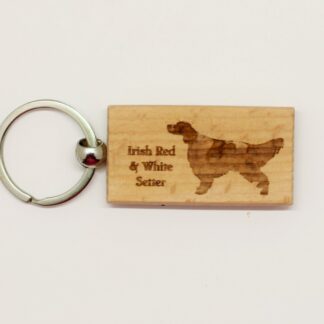 Irish Red and White Setter Wood Keychain