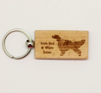 Irish Red and White Setter Wood Keychain