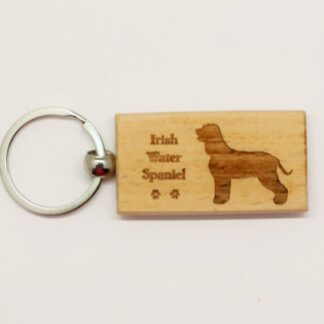 Irish Water Spaniel Wood Keychain