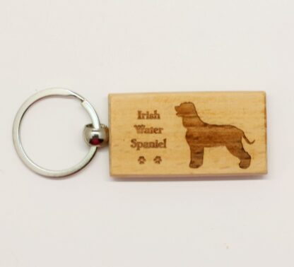 Irish Water Spaniel Wood Keychain