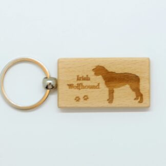 Irish Wolfhound Wood Keychain