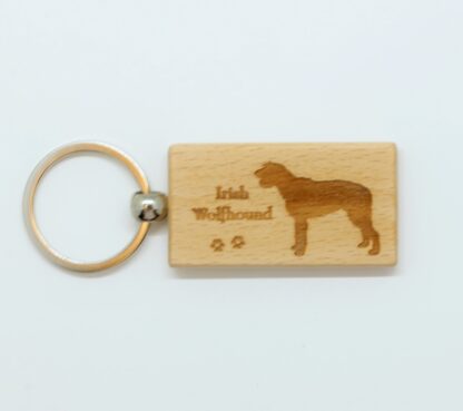 Irish Wolfhound Wood Keychain