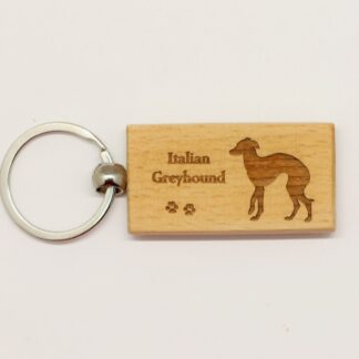 Italian Greyhound Wood Keychain