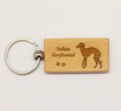 Italian Greyhound Wood Keychain