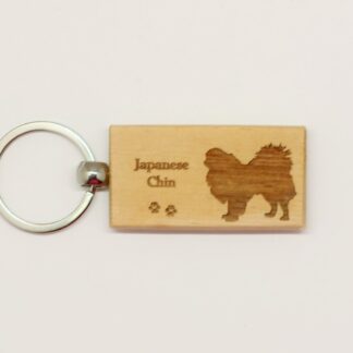 Japanese Chin Wood Keychain