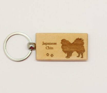 Japanese Chin Wood Keychain