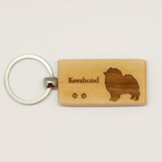 Keeshond Wood Keychain