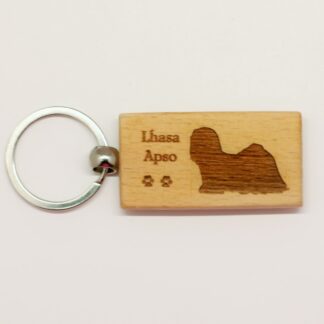 Lhasa Apso Wood Keychain