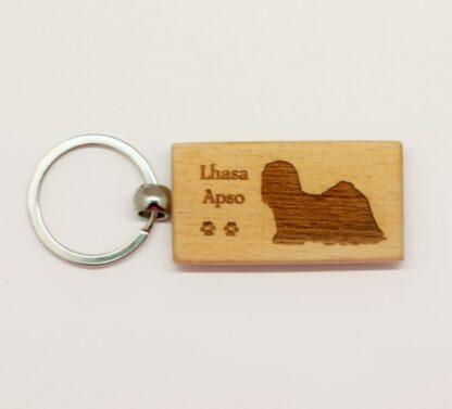 Lhasa Apso Wood Keychain