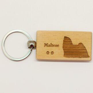 Maltese Wood Keychain